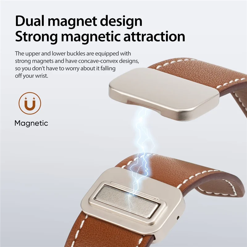 DUX DUCIS YA Series for Samsung Galaxy Watch8 Classic 46mm / Watch8 44mm / 40mm Genuine Cow Leather Strap Magnetic Band - Brown