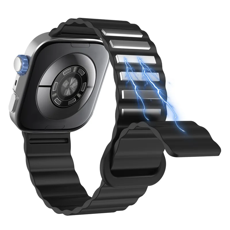 For Huawei Watch Fit 4 Pro / 4 / 3 Magnetic Band Wave Pattern Adjustable Replacement Silicone Watch Strap - Black