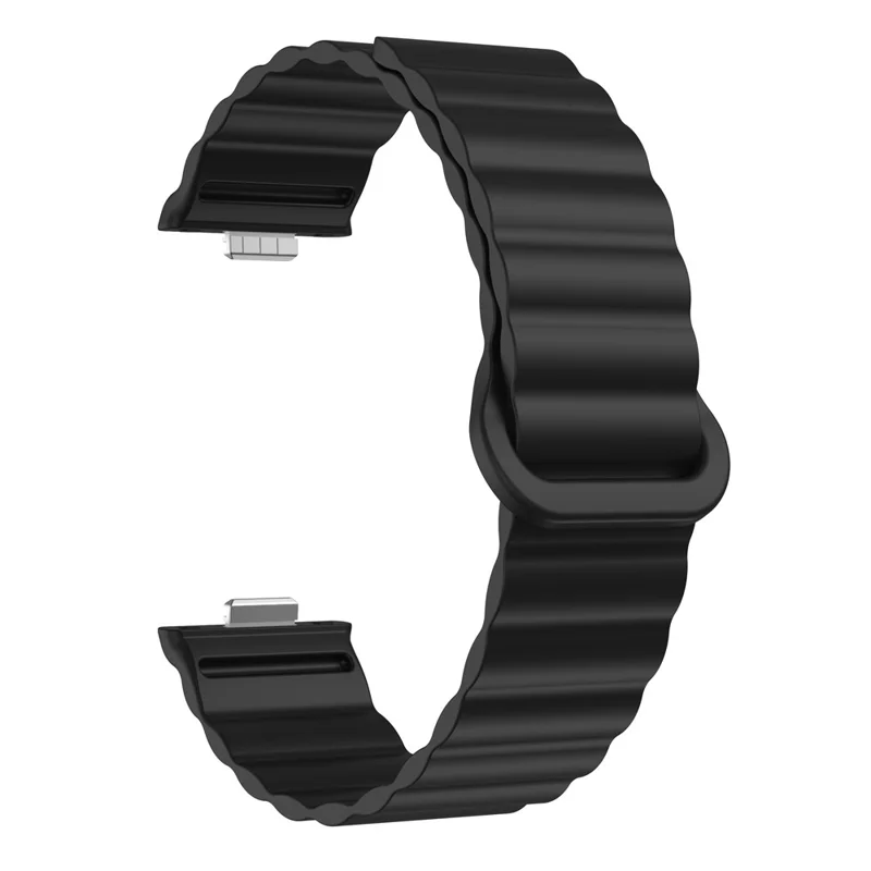 For Huawei Watch Fit 4 Pro / 4 / 3 Magnetic Band Wave Pattern Adjustable Replacement Silicone Watch Strap - Black