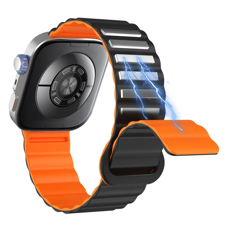 For Huawei Watch Fit 4 Pro / 4 / 3 Magnetic Band Wave Pattern Adjustable Replacement Silicone Watch Strap - Black / Orange