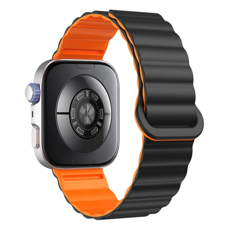 For Huawei Watch Fit 4 Pro / 4 / 3 Magnetic Band Wave Pattern Adjustable Replacement Silicone Watch Strap - Black / Orange
