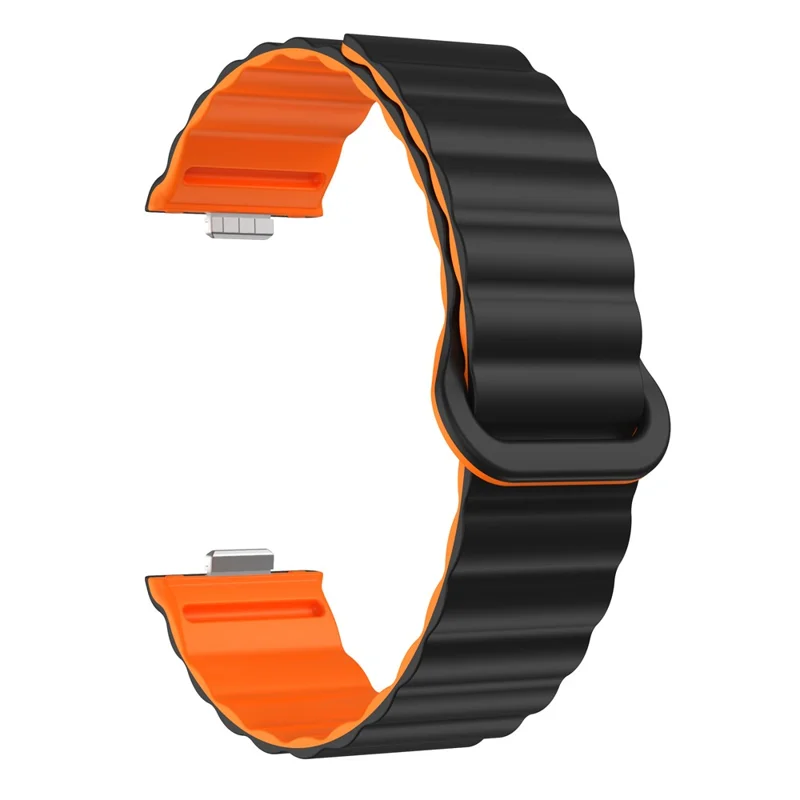 For Huawei Watch Fit 4 Pro / 4 / 3 Magnetic Band Wave Pattern Adjustable Replacement Silicone Watch Strap - Black / Orange