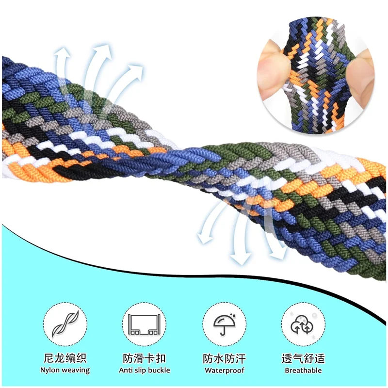 18mm Nylon Braid Watch Strap for Huawei Watch GT 5 41mm / GT 4 41mm Magnetic Buckle Wrist Band - White Rainbow