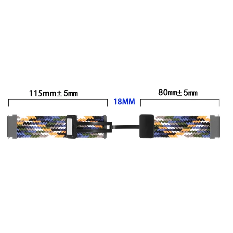 18mm Nylon Braid Watch Strap for Huawei Watch GT 5 41mm / GT 4 41mm Magnetic Buckle Wrist Band - White Rainbow