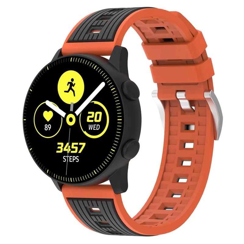 20mm Dual Color Striped Silicone Strap for Samsung Galaxy Watch7 44mm  /  40mm Adjustable Watch Band - Orange+Black