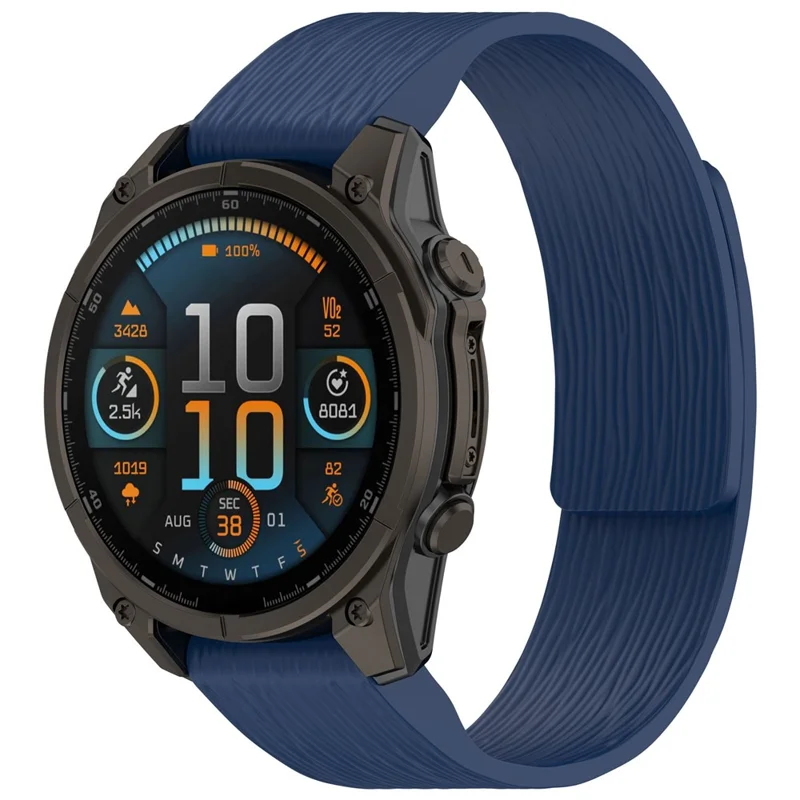 26mm Magnetic Watch Band for Garmin quatix 8 51mm / epix Pro 51mm / Fenix 7X / 7X Pro Quick Release Silicone Strap Stripe Pattern - Midnight Blue