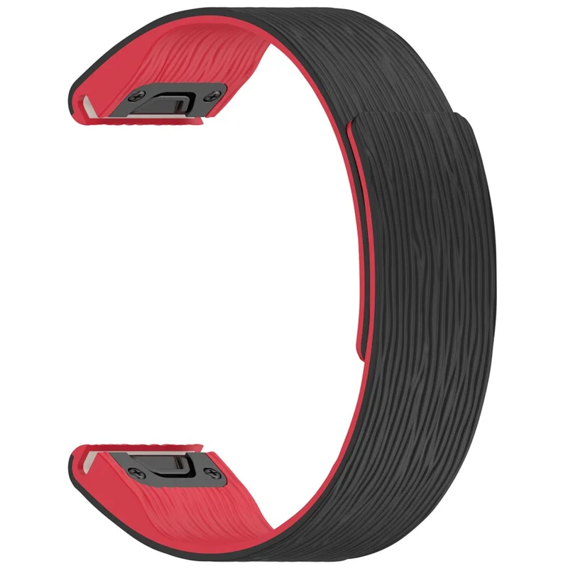 22mm Magnetic Watch Band for Garmin quatix 8 47mm / Tactix 8 47mm / Fenix 8 47mm Quick Release Silicone Strap Stripe Pattern - Black  /  Red