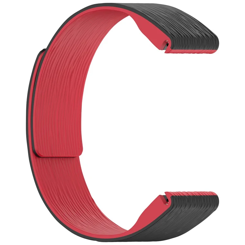 22mm Magnetic Watch Band for Garmin quatix 8 47mm / Tactix 8 47mm / Fenix 8 47mm Quick Release Silicone Strap Stripe Pattern - Black  /  Red