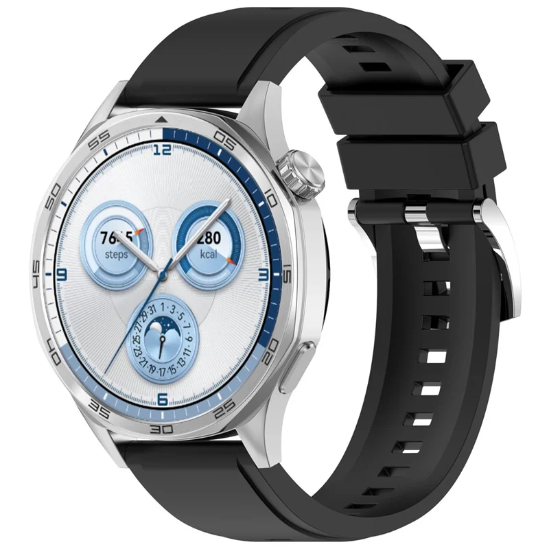 Solid Color Watch Band for Huawei Watch GT 6 / GT 5 Pro / GT 5 46mm Quick Release Silicone Strap - Black