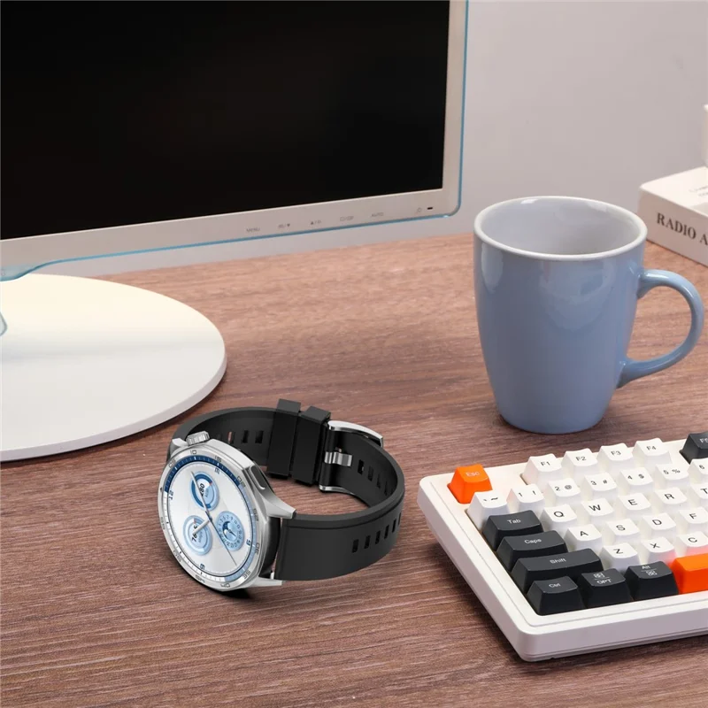 Solid Color Watch Band for Huawei Watch GT 6 / GT 5 Pro / GT 5 46mm Quick Release Silicone Strap - Black