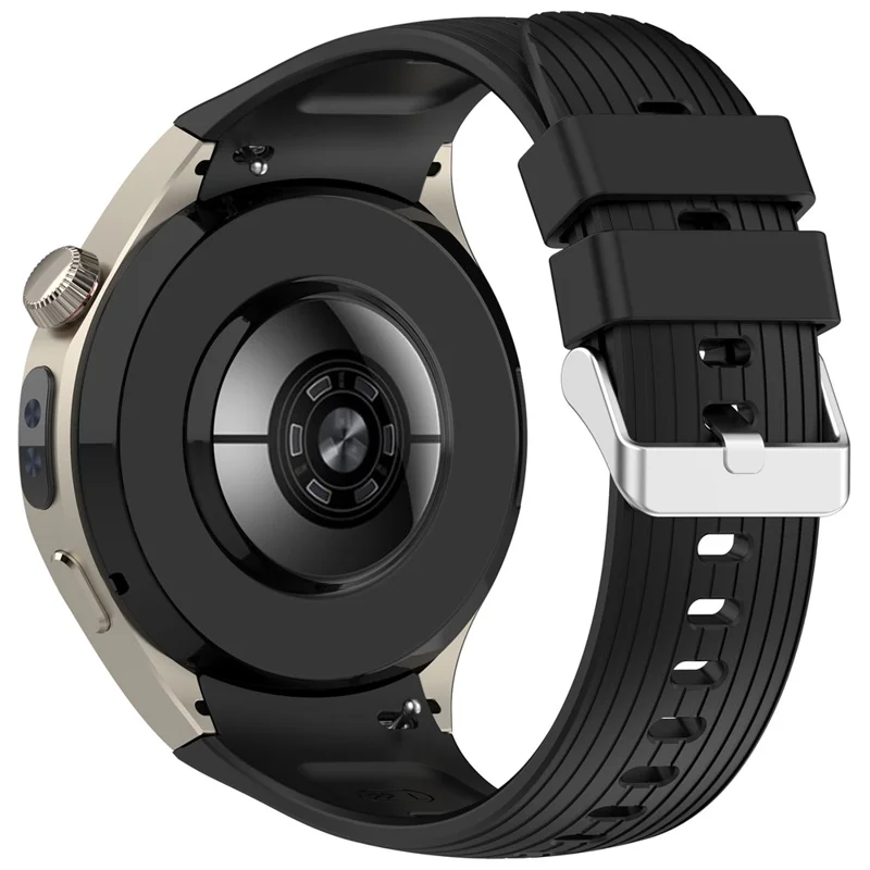 For Huawei Watch 5 42mm Replacement Strap Stripe Pattern Silicone Watch Band - Black