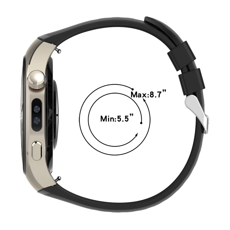 For Huawei Watch 5 42mm Replacement Strap Stripe Pattern Silicone Watch Band - Black