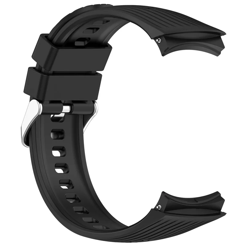 For Huawei Watch 5 42mm Replacement Strap Stripe Pattern Silicone Watch Band - Black