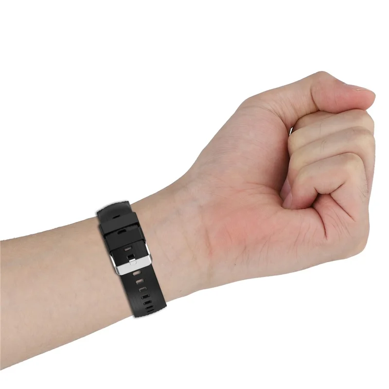 For Huawei Watch 5 42mm Replacement Strap Stripe Pattern Silicone Watch Band - Black