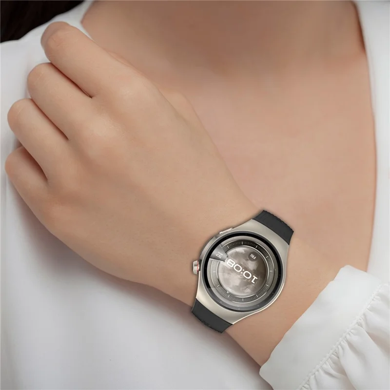 For Huawei Watch 5 42mm Replacement Strap Stripe Pattern Silicone Watch Band - Black