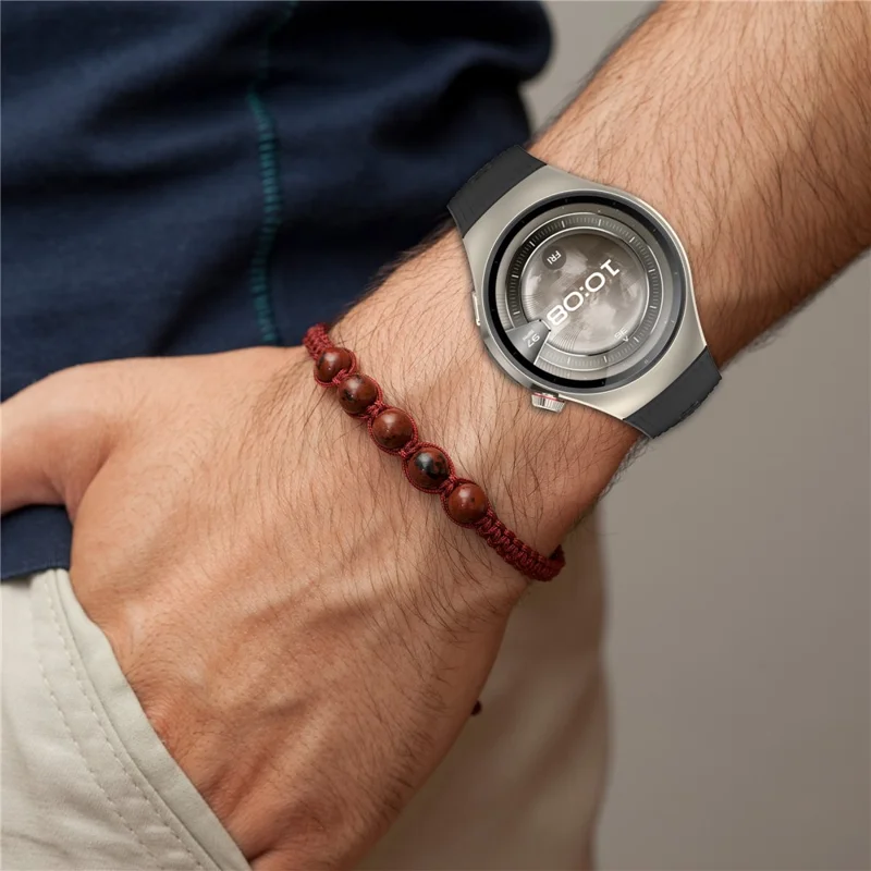 For Huawei Watch 5 42mm Replacement Strap Stripe Pattern Silicone Watch Band - Black