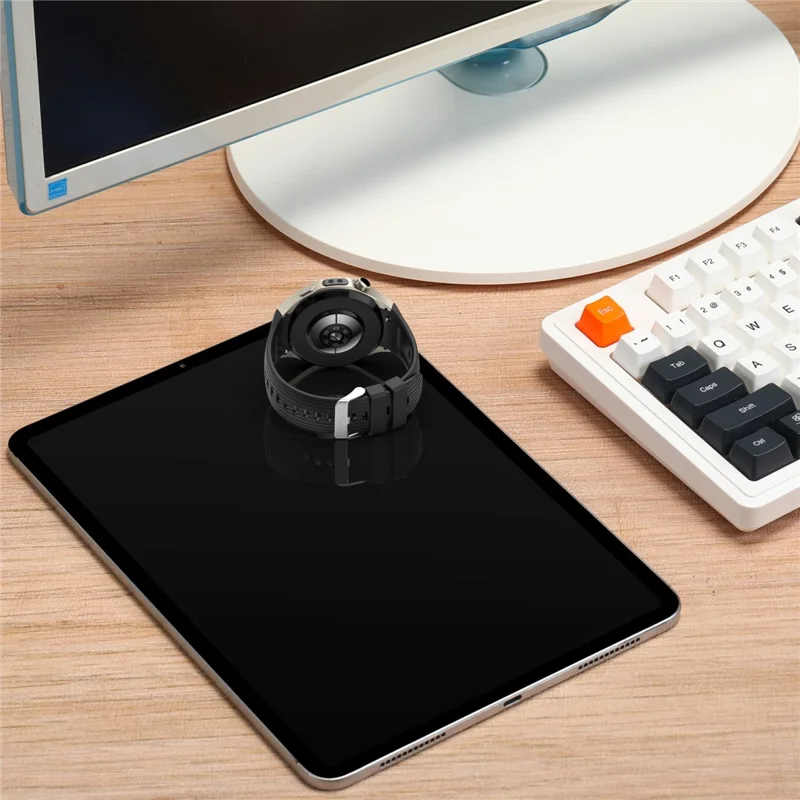 For Huawei Watch 5 42mm Replacement Strap Stripe Pattern Silicone Watch Band - Black