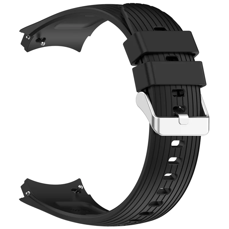 For Huawei Watch 5 46mm Replacement Strap Stripe Pattern Silicone Watch Band - Black