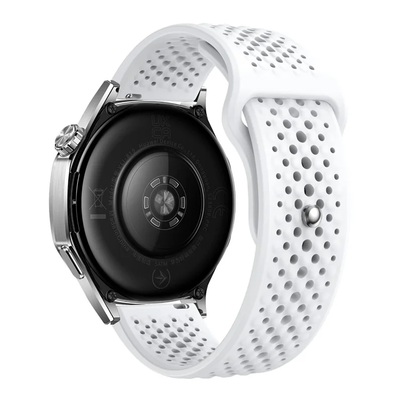 22mm Silicone Band for Huawei Watch GT 5 46mm / Samsung Galaxy Watch3 45mm Breathable Quick Release Watch Strap - White