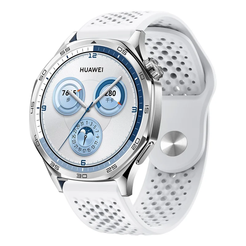 22mm Silicone Band for Huawei Watch GT 5 46mm / Samsung Galaxy Watch3 45mm Breathable Quick Release Watch Strap - White