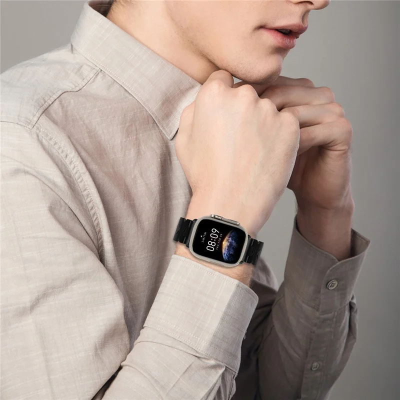 Watch Band For Apple Watch Series 11 10 42mm / 9 8 7 41mm / SE3 SE2 SE 6 5 4 40mm / 3 2 1 38mm Stainless Steel Strap with Butterfly Clasp - Black