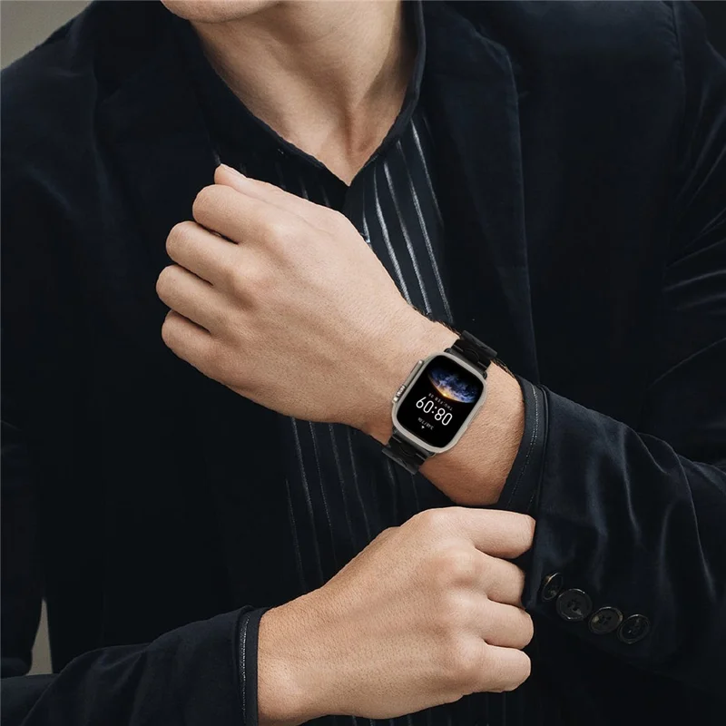 Watch Band For Apple Watch Series 11 10 42mm / 9 8 7 41mm / SE3 SE2 SE 6 5 4 40mm / 3 2 1 38mm Stainless Steel Strap with Butterfly Clasp - Black