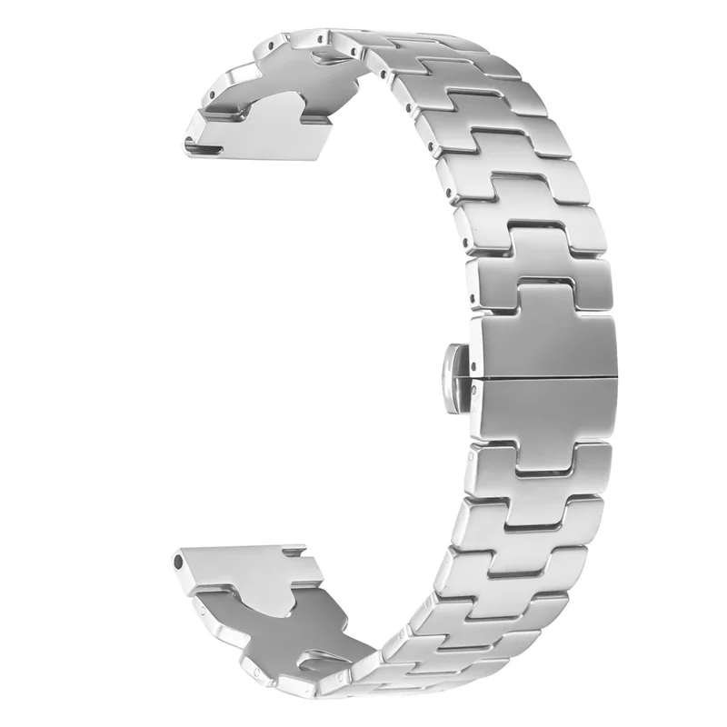 Watch Band for Fitbit Versa  /  Versa Lite  /  Versa 2 Stainless Steel Strap with X-Shaped Butterfly Clasp - Silver