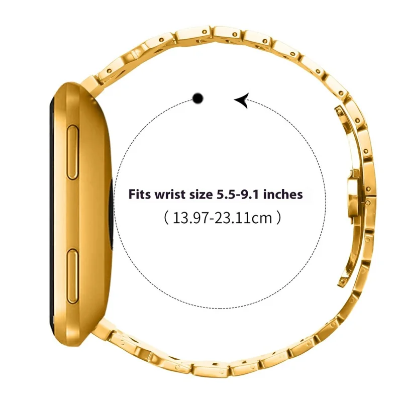 Stainless Steel Watch Band For Fitbit Versa  /  Versa Lite  /  Versa 2 Electroplating Strap with X-Shaped Butterfly Clasp - Gold