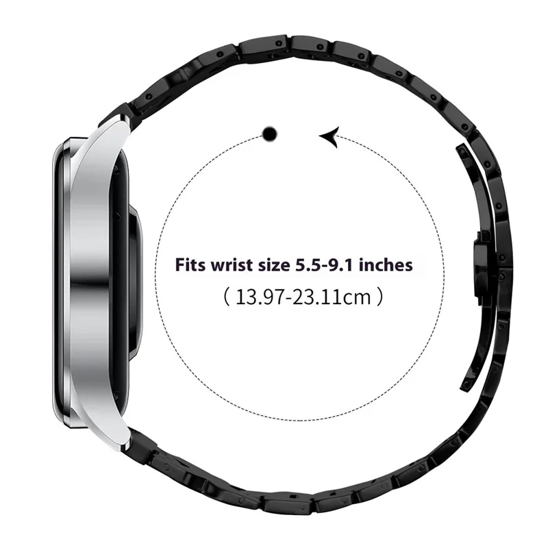 Pulseira de Aço Inoxidável para Samsung Galaxy Watch 46mm Eletroplaqueada com Fecho Borboleta em X - Preto