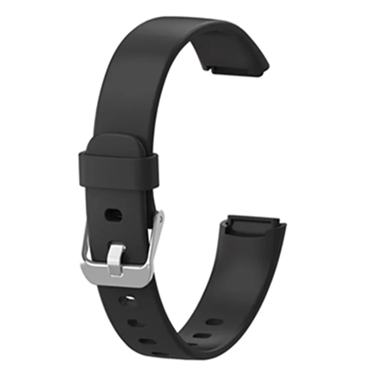 Reloj De Color Sólido De Silicona Suave Reemplazo De Correa De Muñeca Para Fitbit Luxe, Tamaño: S - Negro