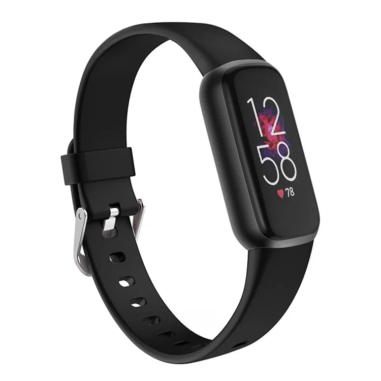 Bande de Surveillance de Montre de Couleur Solide Réglable en Silicone Bande de Bracelet de Bracelet Bracelet Pour Fitbit Luxe, Taille: L - le Noir