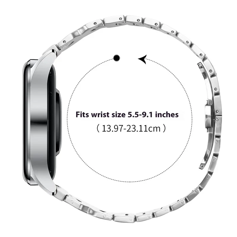Bracelet de montre en acier inoxydable pour Honor Watch GS Pro / MagicWatch 2 46mm / MagicWatch 1 / Bracelet de rêve de montre avec boucle papillon en forme de X - Argent