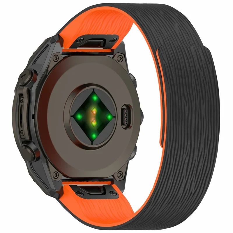 Watch Band For Garmin Fenix 8 47mm / Fenix 8 Pro AMOLED 47mm / Fenix 7 Quick Release Silicone Magnetic Strap - Black  /  Orange