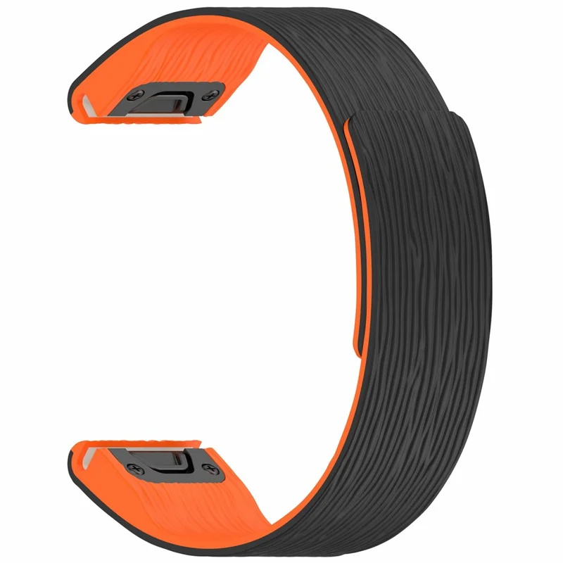 For Garmin Instinct E 40mm / Fenix 8 43mm Watch Band Quick Release Silicone Magnetic Strap - Black  /  Orange