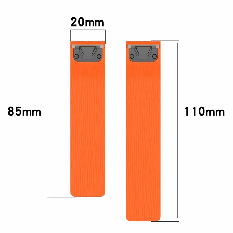 For Garmin Instinct E 40mm / Fenix 8 43mm Watch Band Quick Release Silicone Magnetic Strap - Black  /  Orange