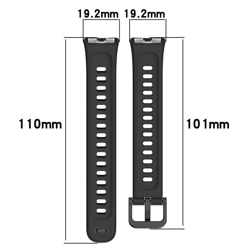 Silicone Watch Band for Huawei Band 10 / 10 NFC / 9 / 9 NFC / 8 / 8 NFC Replacement Bracelet Strap with Pin Buckle - Black