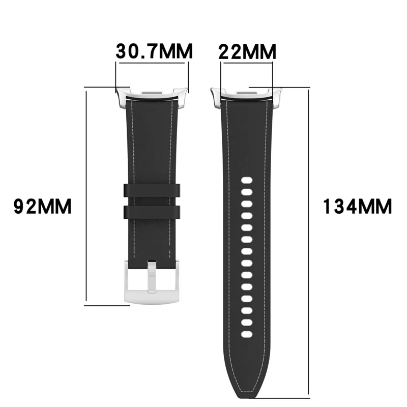 Replacement Strap for Samsung Galaxy Watch8 40mm / 44mm / Watch8 Classic 46mm Silicone + Leather Watch Band - Black