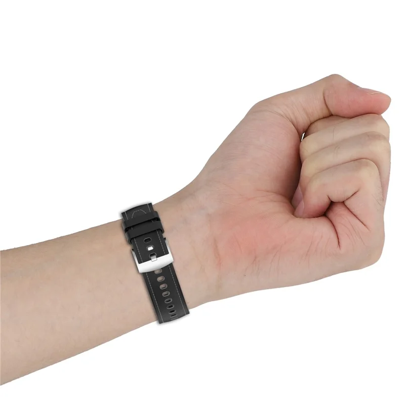 Replacement Strap for Samsung Galaxy Watch8 40mm / 44mm / Watch8 Classic 46mm Silicone + Leather Watch Band - Black