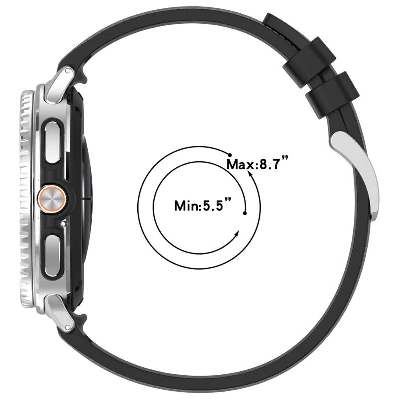 Bracelet en silicone revêtu de cuir pour Samsung Galaxy Watch8 Classic 46mm / Watch8 44mm / 40mm avec boucle en acier inoxydable - Noir