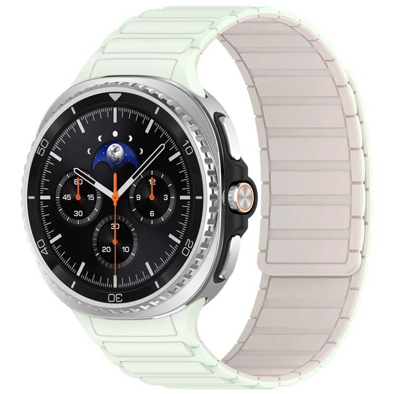 Magnetic Silicone Strap for Samsung Galaxy Watch8 Classic 46mm / Watch8 44mm / 40mm Adjustable Watch Band - Mint Green / Starlight