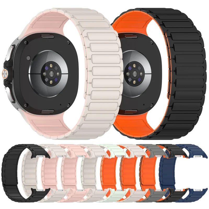 Magnetic Silicone Strap for Samsung Galaxy Watch8 Classic 46mm / Watch8 44mm / 40mm Adjustable Watch Band - Mint Green / Starlight