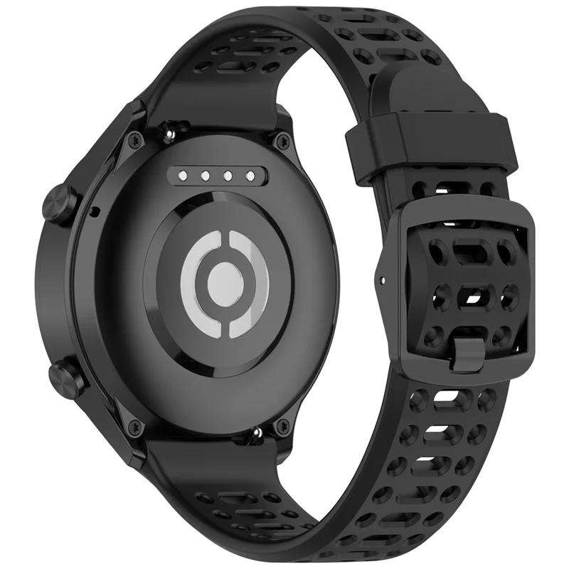 22mm Silicone Strap for Oppo Watch Sport Solid Color Breathable Smart Watch Band - Black