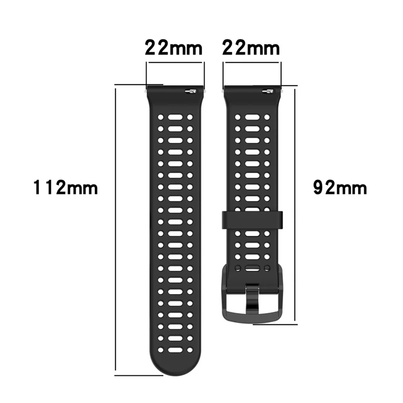 22mm Silicone Strap for Oppo Watch Sport Solid Color Breathable Smart Watch Band - Black
