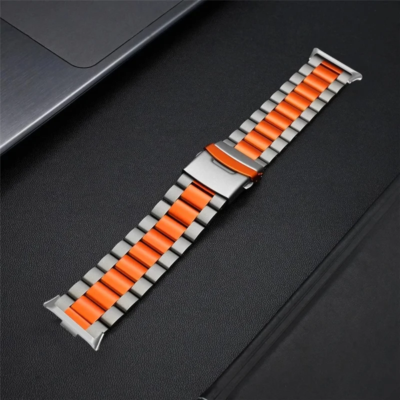 Titanlegeret Urband til Xiaomi Redmi Watch 5 / 4 / Smart Band 9 Pro / Smart Band 8 Pro Tre-perle Håndledsrem - Titan / Orange