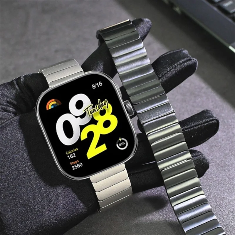 Stainless Steel Watch Band for Xiaomi Redmi Watch 5 / 4 / Smart Band 9 Pro / Smart Band 8 Pro Butterfly Clasp Wrist Strap - Black