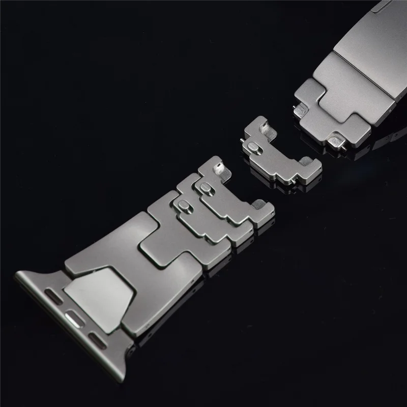 Stainless Steel Watchband for Apple Watch Ultra 3 2 1 49mm / Series 11 10 46mm / 9 8 7 45mm / SE3 SE2 SE 6 5 4 44mm / 3 2 1 42mm H-Shaped Clasp Strap - Black / Orange