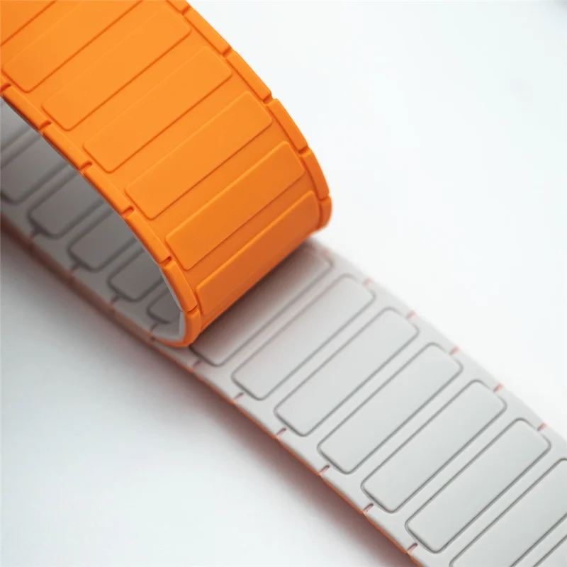 For Huami Amazfit T-Rex Pro A1918 Magnetic Silicone Watch Band Dual Color Adjustable Strap - Black / Orange