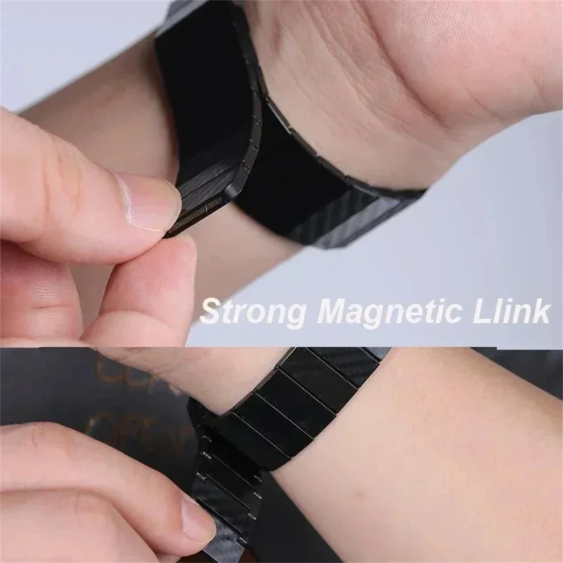 For Huawei Watch Fit 2 Carbon Fiber Watch Band Magnetic Wrist Strap - Black