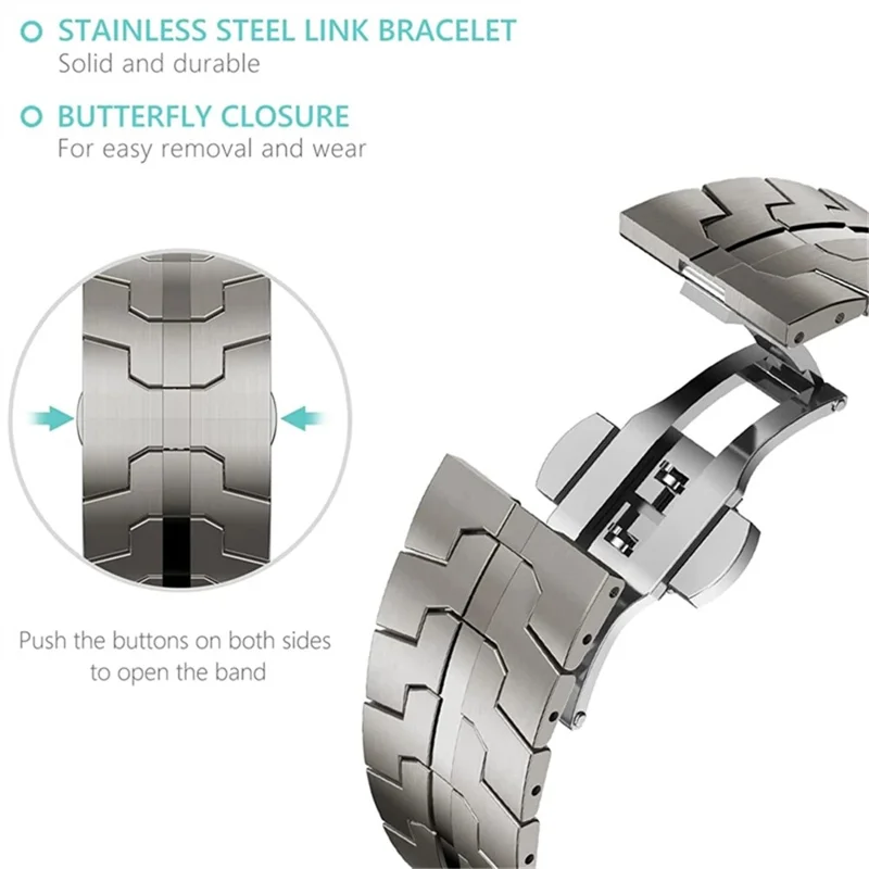 Watch Band For Huawei Watch Fit Split Butterfly Clasp Stainless Steel Wrist Strap - Black