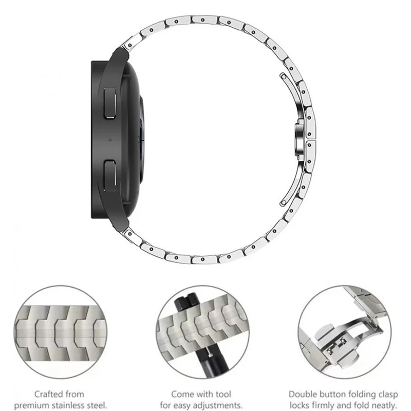 Watch Band For Huawei Watch Fit Split Butterfly Clasp Stainless Steel Wrist Strap - Black